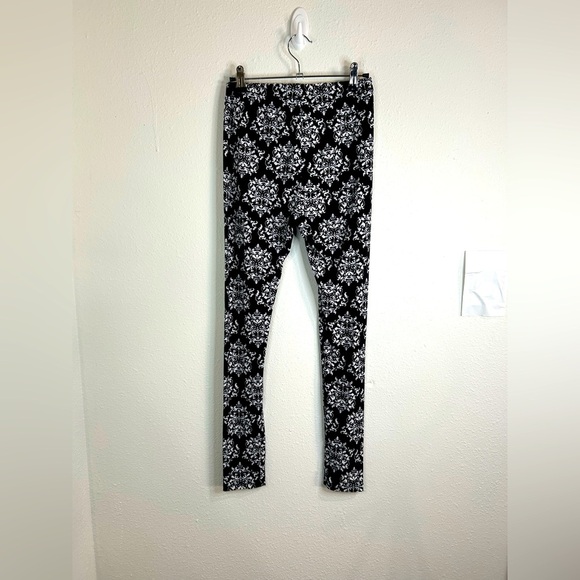 GVI Black White Damask Print Stretch Leggings Gothic Yoga Pants Size Small - Picture 6 of 9